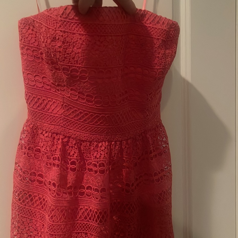 JCrew Collection strapless coral dress